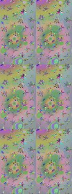 Raster illüstrasyonu. Tarafsız ve yeşil renklerde. 3D çiçekler, çizim.