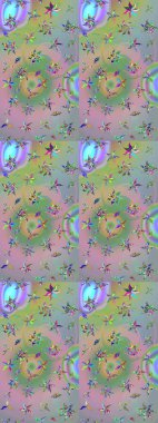 Raster illüstrasyonu. Çiçekli yumuşak bir eskiz şekli. Raster çiçekleri klasik tarzda çizilmiş. Yumuşak, bahar çiçekleri tarafsız ve yeşil renklerde.