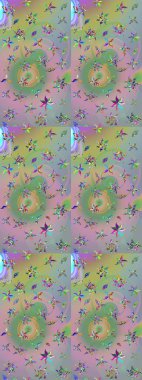 Tarafsız ve yeşil renklerde çiçekler. Raster illüstrasyonu. Çiçek süslemeli çizim deseni.