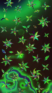 Düz Çiçek Elementleri Tasarımı. Renkli Bahar Teması eskiz kalıbı. Çiçek deseni. Raster çizimi. Güzel kumaş deseni..