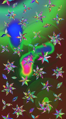 Millefleur 'lar. Küçük yeşil ve kahverengi çiçekli oldukça eski bir besin torbası deseni. Tekstil, kumaş, kapaklar, duvar kağıtları, baskı, paket, koleksiyon defteri, örgü, dekupaj için çiçek arkaplanı..