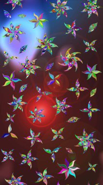 Kahverengi ve mor renkli çiçekler. Raster illüstrasyonunda çiçek deseni çizimi.