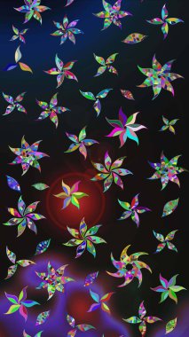 Düz Çiçek Elementleri Tasarımı. Güzel kumaş deseni. Renkli Yaz Temalı eskiz kalıbı. Raster illüstrasyonunda çiçek deseni çizimi.