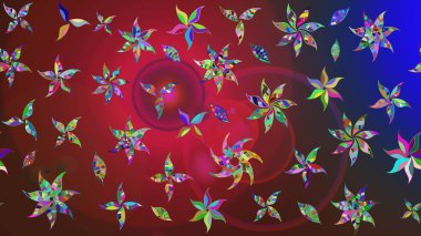 Çiçekler suluboya tarzında kırmızı ve kahverengi renklerde. Raster illüstrasyonunda çiçek deseni çizimi.