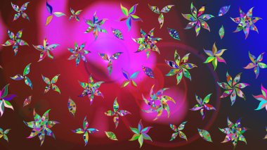 Raster Illustrasyon 'daki Çiçek Deseni' nin son moda çizimi. Renkli Yaz Temalı eskiz kalıbı. Düz Çiçek Elementleri Tasarımı. Güzel kumaş deseni.