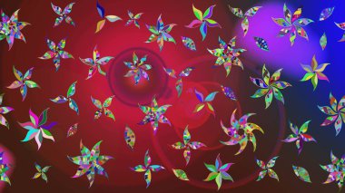 Kırmızı ve kahverengi renkte çiçekler. Kumaş desenli papatya çiçekleri ayrıntıları.