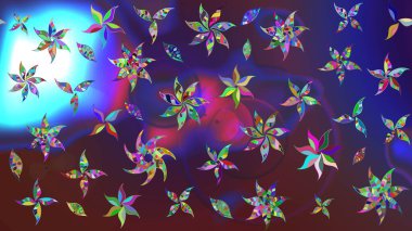 Mor ve mor renkli çiçekler. Çiçekli karalama şeklinde Raster çiçek deseni. Yumuşak, yaz çiçekli arka plan.