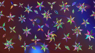 Yumuşak, bahar çiçekleri mor ve mor renklerde. Raster illüstrasyonu. Raster çiçek desenli ve çiçekli..