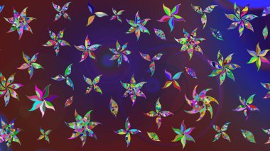 Moda baskıları için zarif bir şablon. Halk tarzı. Modern çiçek arkaplanı. Parlak renkli çiçekleri ve mor renkli yaprakları olan muhteşem bir çiçek deseni..