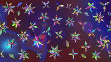 Robot resim. Çiçekli bahar çiçekleri. Küçük çiçekte güzel bir desen. Moda baskıları için zarif bir şablon. Motley illüstrasyonu. Küçük renkli çiçekler..