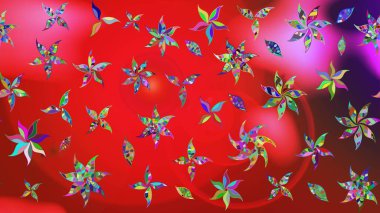 Düz Çiçek Elementleri Tasarımı. Raster illüstrasyonundaki çiçek desenli çizim. Renkli Bahar Teması eskiz kalıbı. Güzel kumaş deseni.