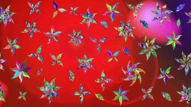 Raster suluboya çiçek deseni, narin çiçekler, kırmızı ve mor çiçekler, tebrik kartı şablonu. Raster Güzel kumaş deseni.