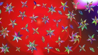 Bahar mevsimi. Tatil havası. Raster güzel bir çiçek deseni çizmiş. Nazik romantik baskı. Kırmızı ve kahverengi renkte çiçekler.