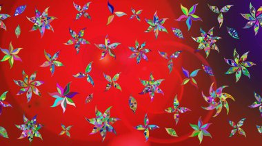 Yapraklı çiçekler ve kırmızı ve kahverengi renkli papatya çiçekleri. Eskiz arkaplan modeli. Raster - stok.