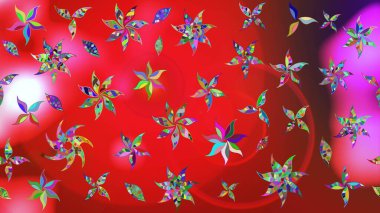 Suluboya çiçekli çiçek deseni. Kırmızı ve pembe renklerde güzel bir tekstil. Raster illüstrasyonu.