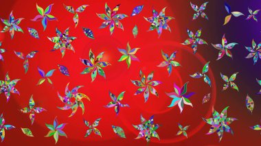 Kumaş desenli papatya çiçeği detayı. Kırmızı ve kahverengi renkte çiçekler.