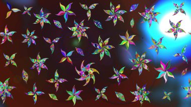 Taslak dekoratif arka plan, çiçek mandala. Çiçek. Raster illüstrasyonu. Kahverengi ve mavi renklerde.