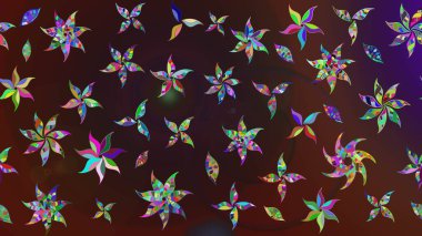 Raster illüstrasyonu. Küçük çiçekli yay deseni çiz. Suluboya tarzında kahverengi ve mor renkler üzerine.