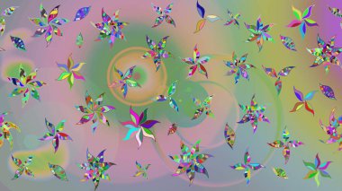 Raster illüstrasyonundaki çiçek desenli çizim. Renkli Bahar Teması eskiz kalıbı. Güzel kumaş deseni. Düz Çiçek Elementleri Tasarımı.