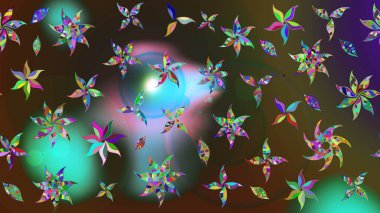 Yeşil ve kahverengi renkli çiçekler. Gömlek baskısı için çiçek boyası. Çiçek eskiz kalıbı geçmişi.