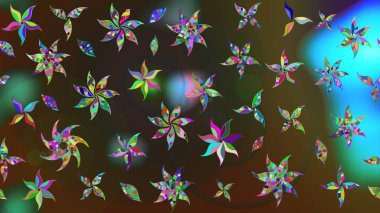 Çiçekler. Soyut etnik raster çizim kalıbı. Vadinin çiçekleri kahverengi ve gri renklerde.