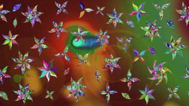 Renklere karalamalar çizilmiş çiçek deseni. Raster illüstrasyonu.