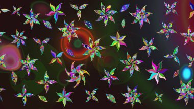 Renkli çiçekler. Hediye ambalaj kağıdı, tebrik kartları, posterler ve pankart tasarımı. Raster düz çiçek çizim deseni.