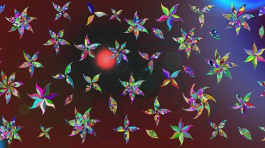 Renkli çiçekler. El çizimi çiçekli soyut çizim kalıbı. Raster illüstrasyonu.