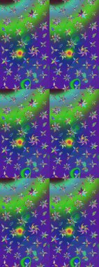 Raster illüstrasyonu. Kumaş, duvar kağıdı ve kağıt üzerine baskı yapmak için gelişen arka plan. Eski usul küçük çiçekli şirin bir eskiz deseni. Moda arka planında parlak buketler.