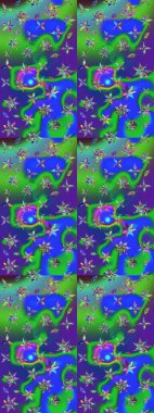 Raster illüstrasyonundaki çiçek desenli çizim. Süslü kumaş deseni. Düz Çiçek Elementleri Tasarımı. Renkli Bahar Teması çizim şablonu.