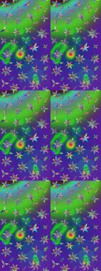 Tomurcukları papatya çiçekleri olan sevimli bir çiçek deseni. Eskiz geçmişi. Eski usul. Miles Fleur, süslü püslü bir süs. Raster illüstrasyonu. Kumaş, tekstil ve duvar kağıdı baskısı için..