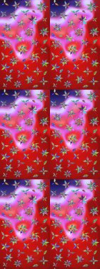 Çizim kalıbı. Hint süsü. Kırmızı ve pembe renklerde. Renkli süs kenarı. Çiçek duvar kağıdı. Raster illüstrasyonu.