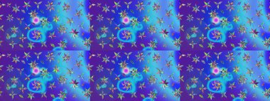 Raster Illustrasyon 'daki Çiçek Deseni' nin son moda çizimi. Güzel kumaş deseni. Renkli Yaz Temalı eskiz kalıbı. Düz Çiçek Elementleri Tasarımı.