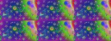 Küçük çiçekteki sevimli çiçek deseni. Mavi ve yeşil renkte çiçekler.