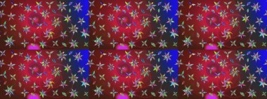 Küçük renkli çiçekler. Kırmızı ve kahverengi çiçekli bahar çiçekleri. Moda baskıları için zarif bir şablon. Motley illüstrasyonu. Küçük çiçekte şirin desenler.