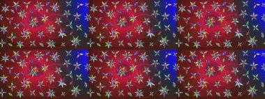 Renkli Bahar Teması eskiz kalıbı. Düz Çiçek Elementleri Tasarımı. Kırmızı ve kahverengi renkte çiçekler. Raster illüstrasyonunda çiçek deseni çizimi.