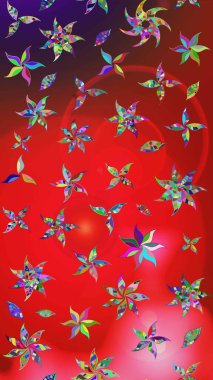 Renkli Yaz Temalı eskiz kalıbı. Düz Çiçek Elementleri Tasarımı. Sevimli çiçek raster deseni. Kırmızı ve pembe renkte çiçekler.