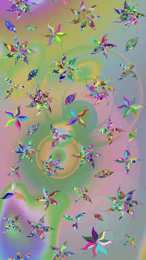 Düz Çiçek Elementleri Tasarımı. Karalama çiçeği. Raster illüstrasyonu. Zentangle soyut çiçekleri. Güzel kumaş deseni. Renkli Bahar Teması çizim şablonu.