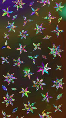 Renkli Bahar Teması eskiz kalıbı. Düz Çiçek Elementleri Tasarımı. Eskiz klasiği. Raster Şirin kumaş deseni.