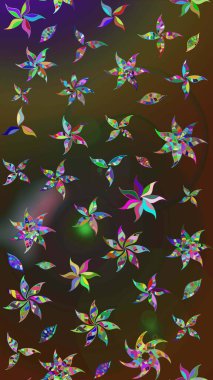 Raster deseni. Bahar çiçekleri dallı desen, kahverengi ve gri renkler çiçekli siluet.