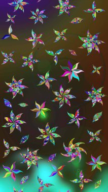 Güzel kumaş deseni. Renkli Bahar Teması eskiz kalıbı. Raster illüstrasyonu. Asya tekstil tarzında. Çiçek desenli çizim. Düz Çiçek Elementleri Tasarımı.