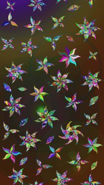 Raster illüstrasyonu. Kahverengi ve gri renklerde. Raster illüstrasyonundaki çiçek desenli çizim. Güzel kumaş deseni.