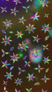 Çiçeksel çizim kalıbının yansıması. Vadinin çiçekleri kahverengi ve gri renklerde.