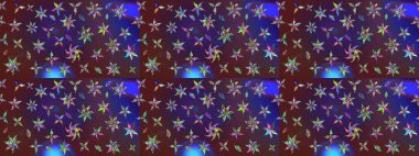 Raster deseni. Raster illüstrasyonu. Patlayan çiçekler soyut olarak yerleştirilmiş. Yumuşak, bahar çiçekleri mor ve mor renkte.