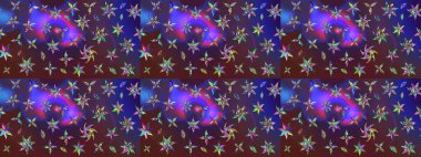 Raster illüstrasyonu. Çizim çiçek deseni duvar kâğıdı olarak kullanılabilir. Mor ve mor renkte çiçekler.