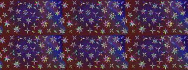 Mor ve mor renkli bitkilerden oluşan parlak çiçekli çizim deseni.