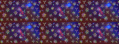 Düz Çiçek Elementleri Tasarımı. Süslü kumaş deseni. Renkli Bahar Teması eskiz kalıbı. Raster illüstrasyonunda çiçek deseni çizimi.