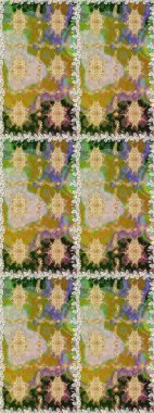 Duvar kâğıdı barok, İspanyol kumaşı. Kahverengi ve bej renklerde altın elementler. Çiçek deseni. Kusursuz raster arka plan. Şekil grafik deseni.