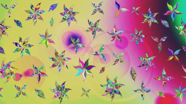 Çiçeksel çizim kalıbının yansıması. Vadinin çiçekleri tarafsız ve yeşil renklerde.