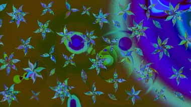 Küçük çiçekteki sevimli çiçek deseni. Kahverengi ve mavi renkte çiçekler.